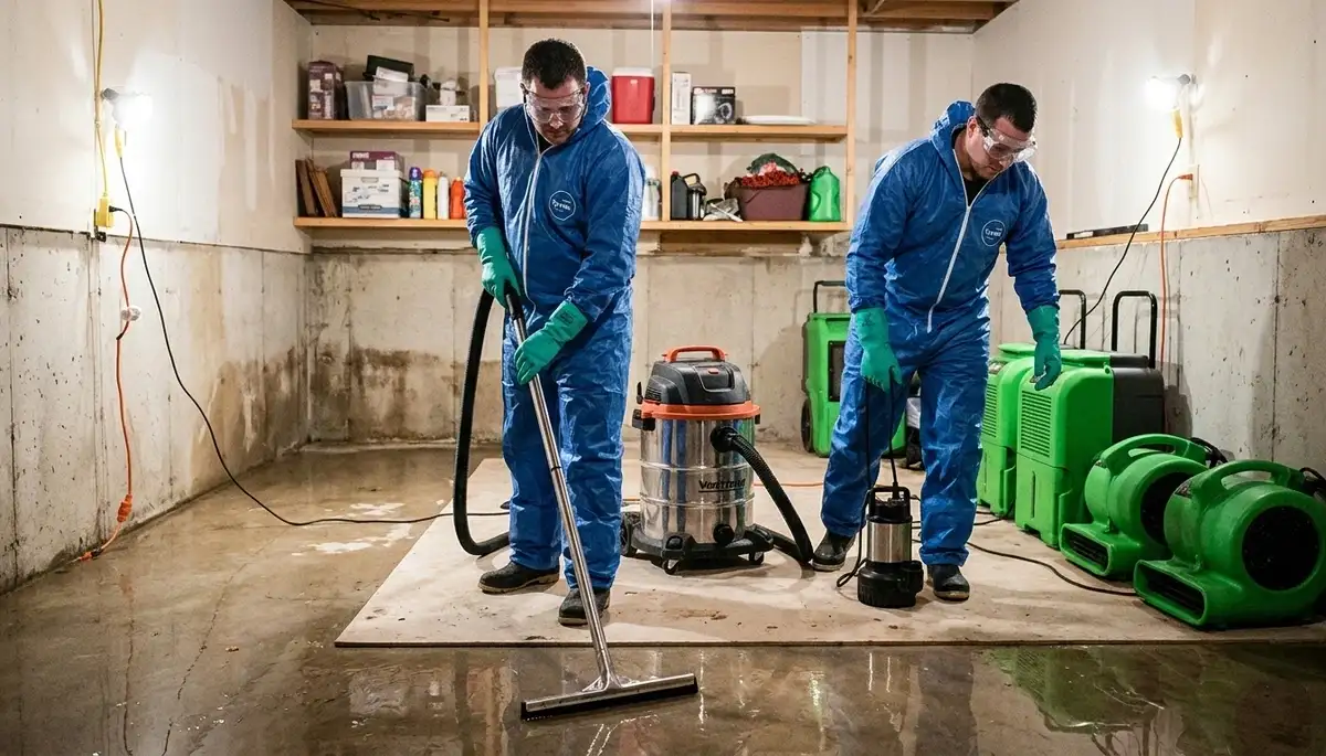 Basement flood cleanup in Norfolk, VA for water-damage restoration service