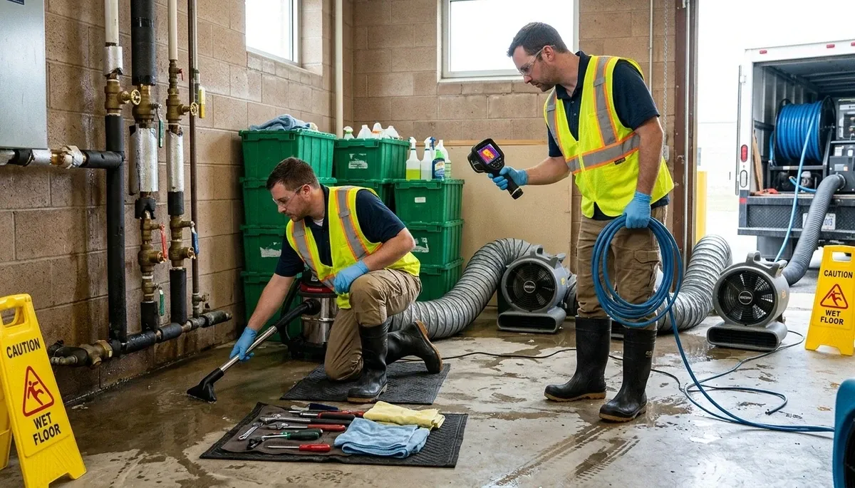 Burst pipe cleanup in Norfolk, VA home to stop water damage and drying fast