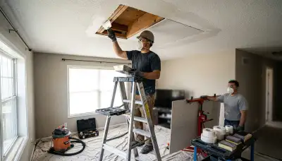 Ceiling water damage repair in Norfolk, VA home by water damage restoration specialists