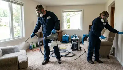 Odor removal technician serving Norfolk, VA, treating moisture-related smells after water damage