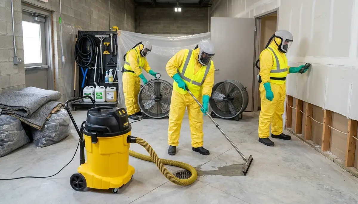 Sewage cleanup crew serving Norfolk, VA homes with water damage restoration equipment