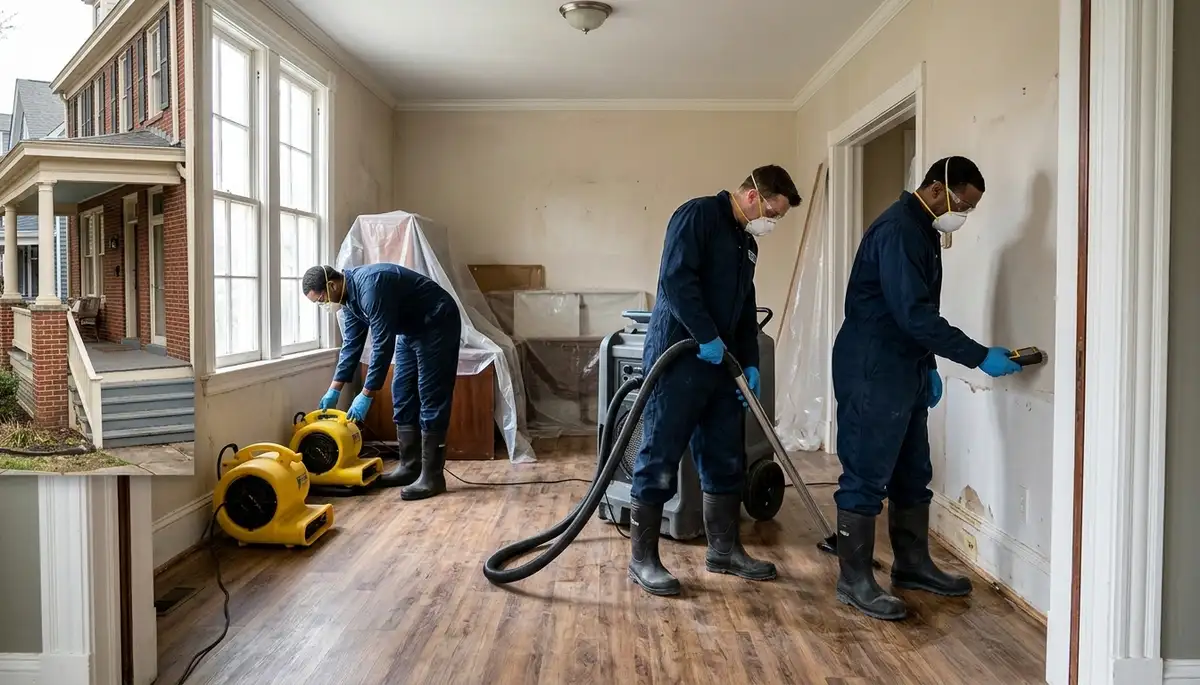 Water damage restoration team serving Norfolk, VA for emergency cleanup and structural drying