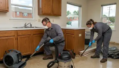 Water damage restoration team in Norfolk, VA inspecting property for water damage cleanup