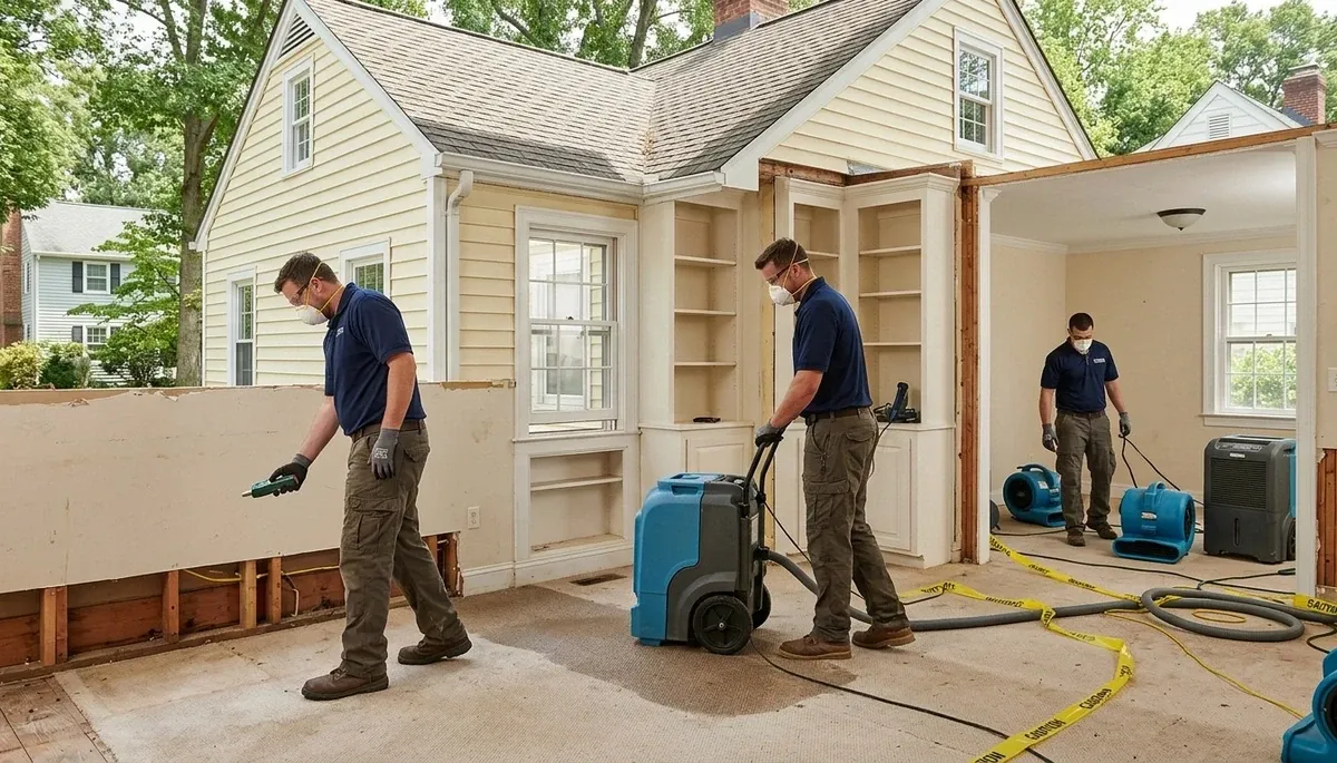 Water damage restoration team in Norfolk, VA providing emergency cleanup and structural drying