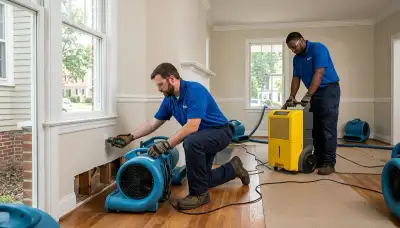 Water damage restoration team in Norfolk, VA performing emergency cleanup and drying services