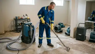 Water extraction team removing standing water in a Norfolk, VA home after water damage